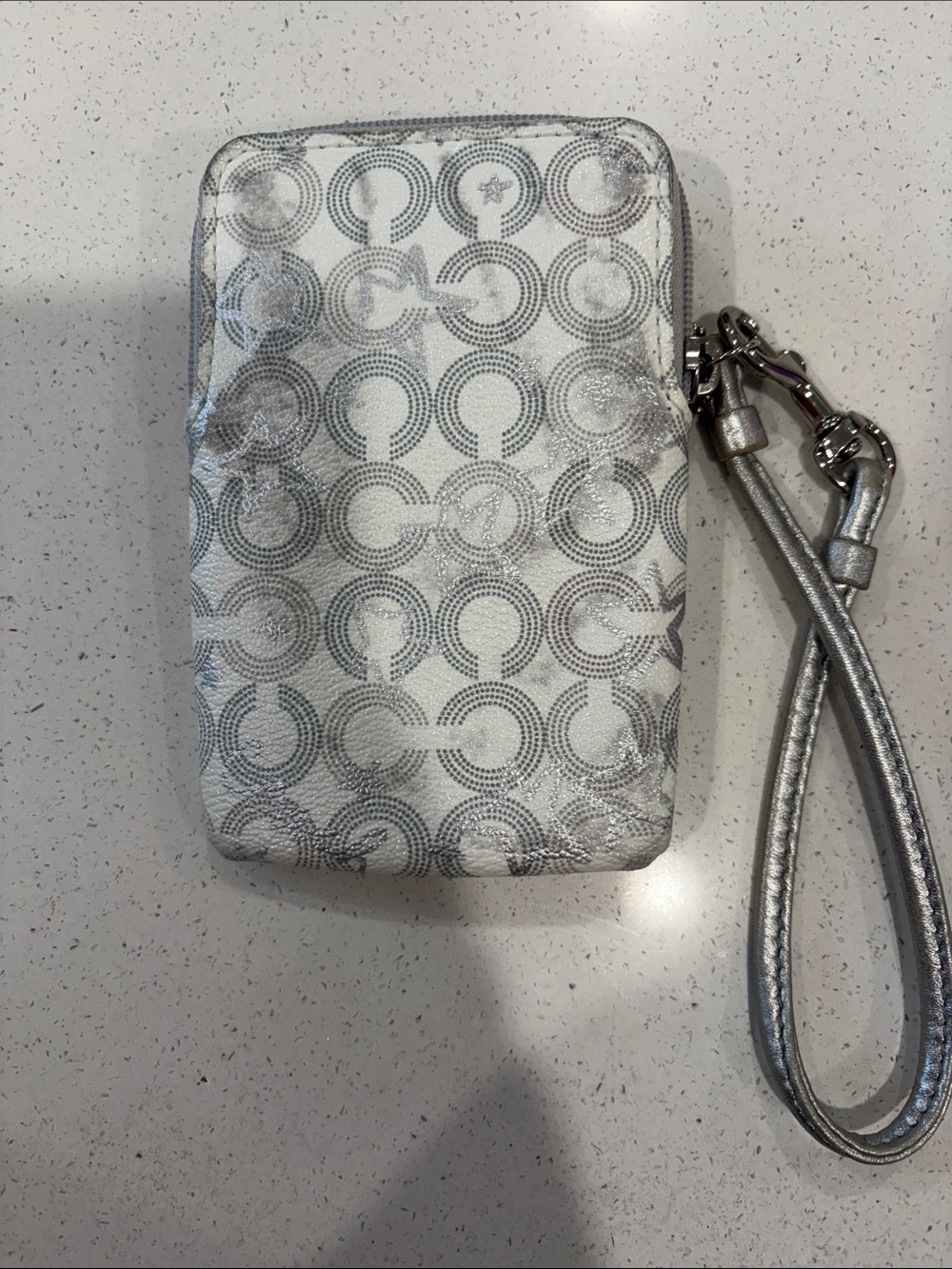 COACH White & Silver Signature Wristlet - Picture 2 of 6